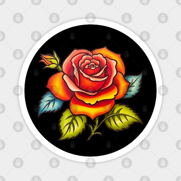 Rose Flash Tattoo Magnet by AI Art Originals